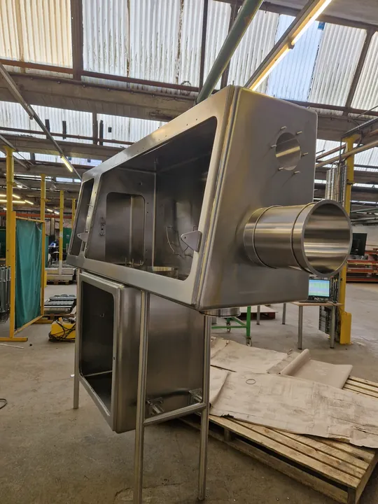 Fabricated sheet-metal assembly, side view