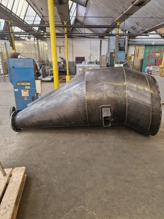 Large formed conical fabrication, side view