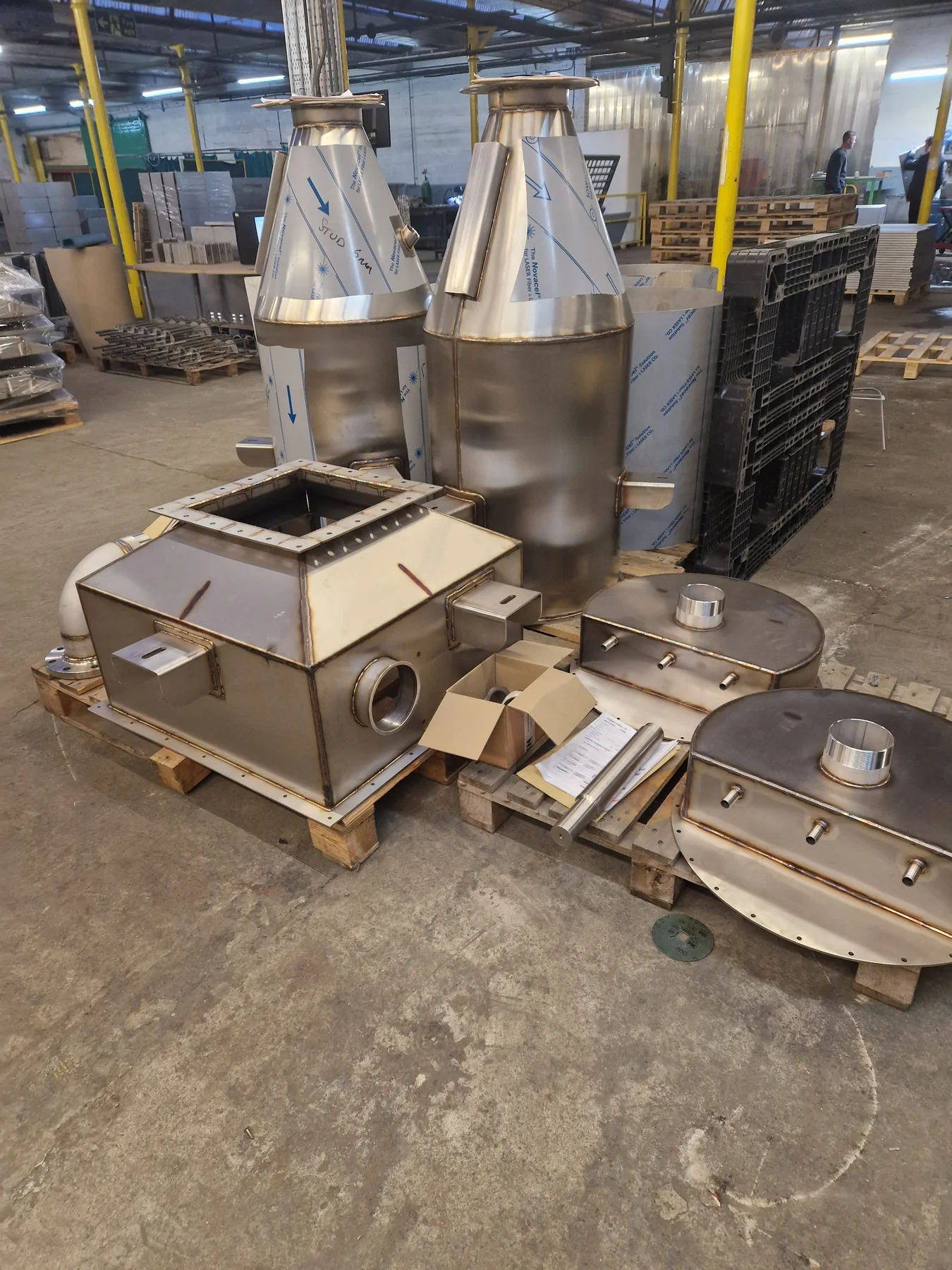 Fabricated angular transition section in a support frame